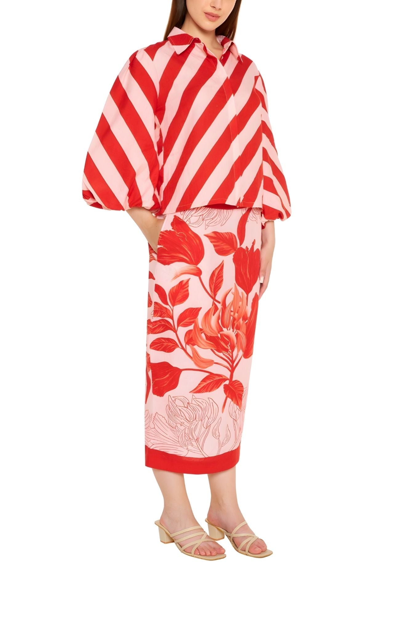 Verandah Summer Crop Shirt - Vermillion