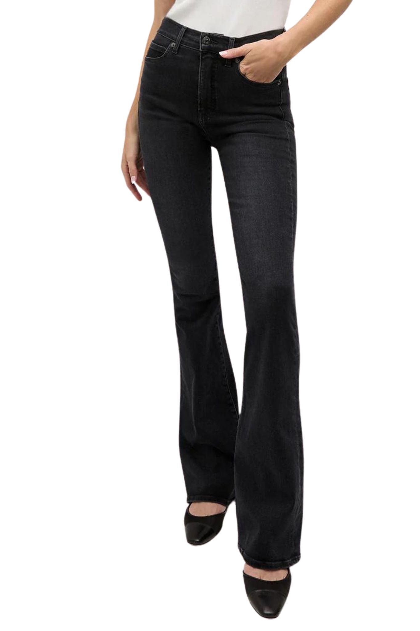 Veronica Beard Beverly Skinny Flare Jean - Vermillion