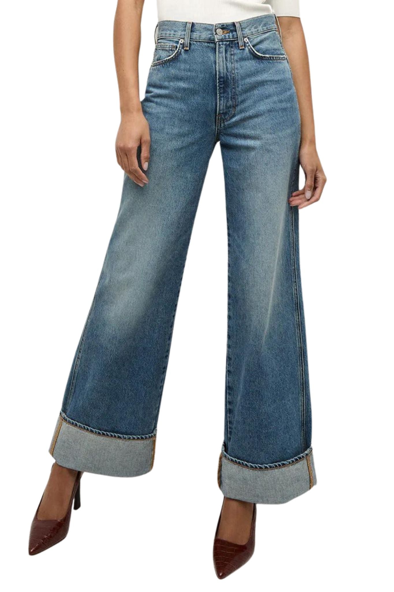 Veronica Beard Taylor High Rise Wide Leg Jean - Vermillion