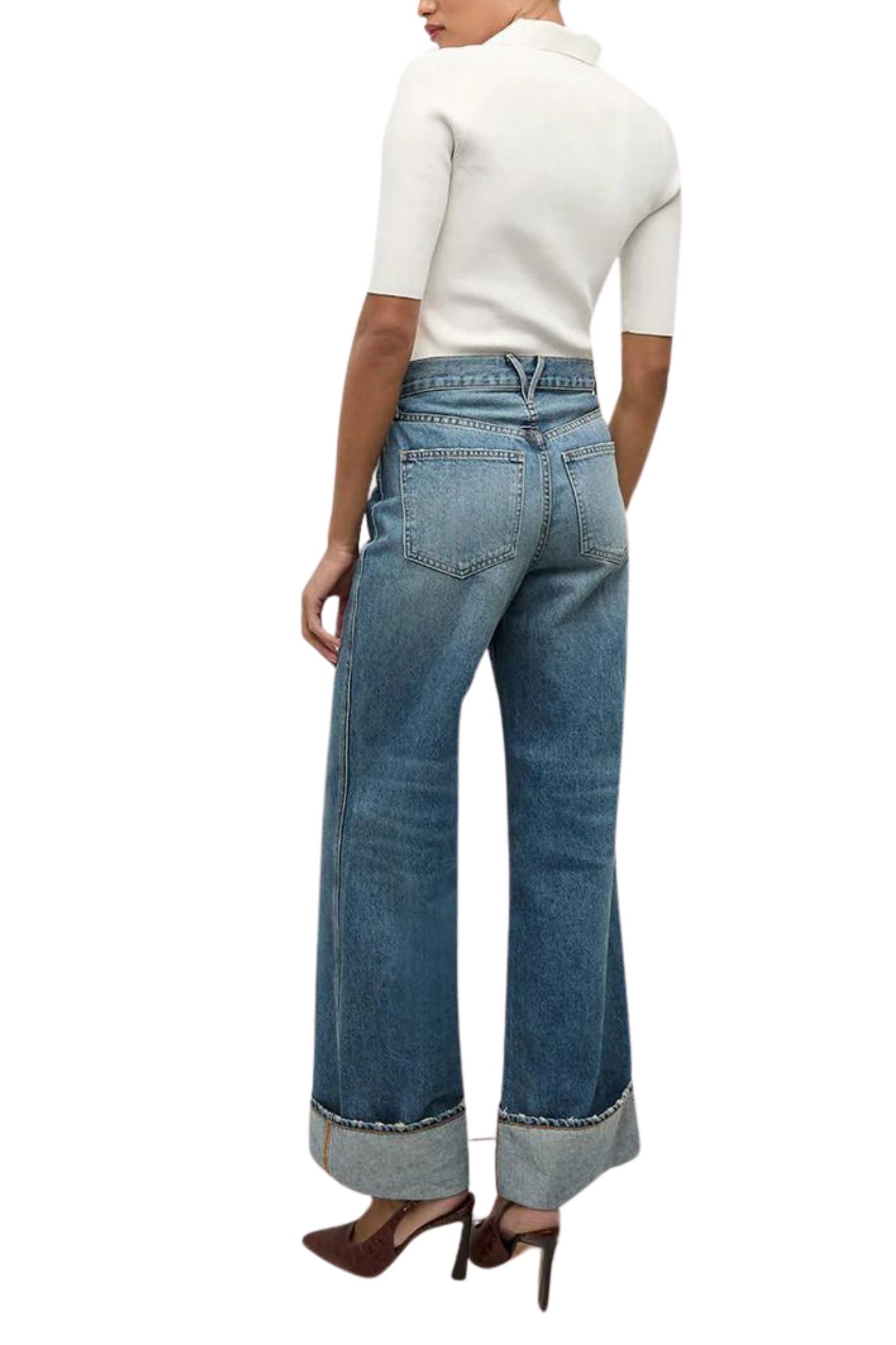 Veronica Beard Taylor High Rise Wide Leg Jean - Vermillion