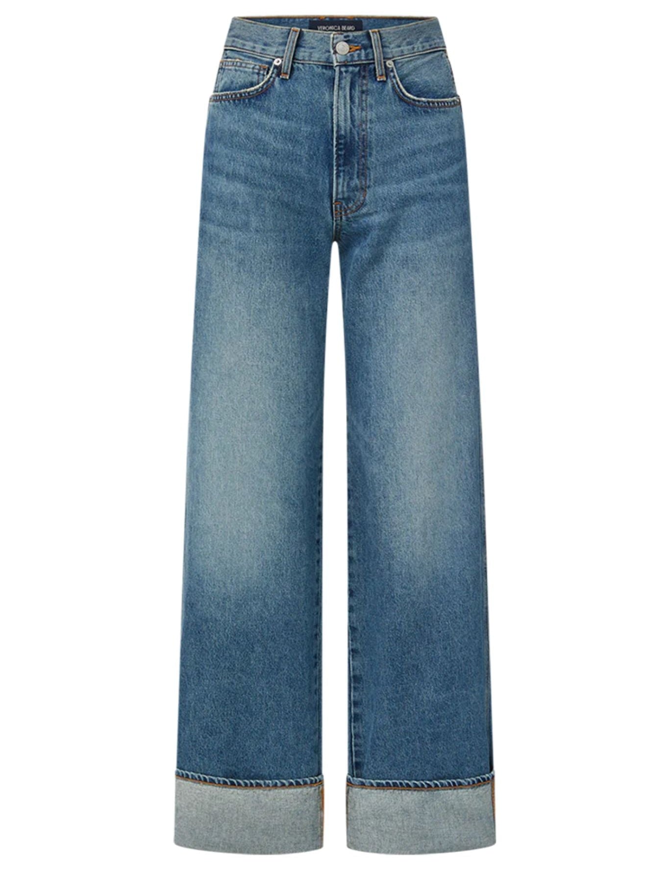 Veronica Beard Taylor High Rise Wide Leg Jean - Vermillion