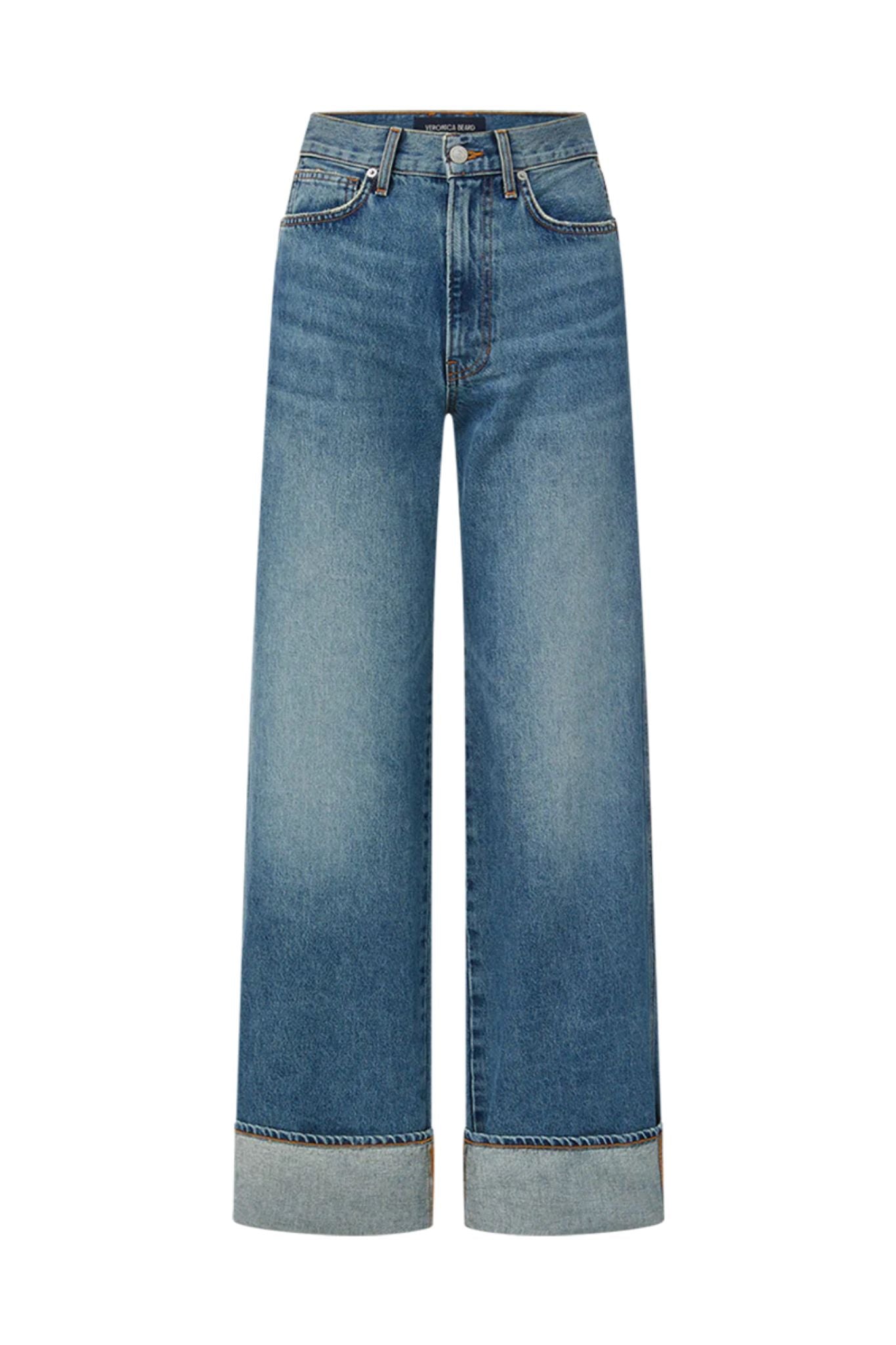 Veronica Beard Taylor High Rise Wide Leg Jean - Vermillion