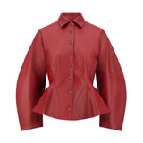 Lela Rose Leather Peplum Jacket