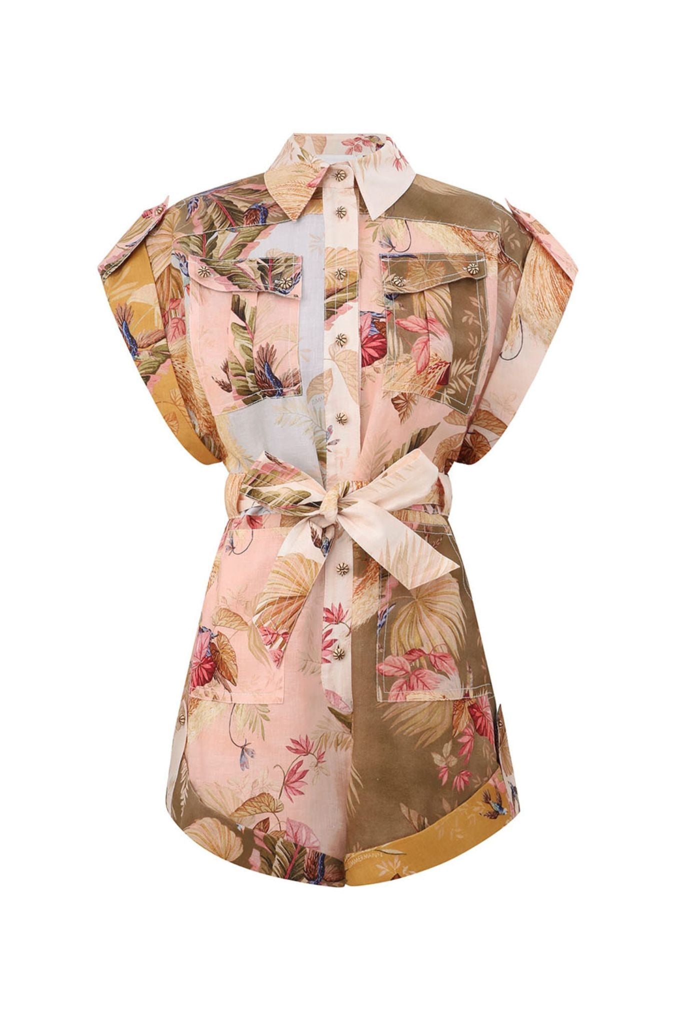 Zimmermann Ascension Cuffed Playsuit - Vermillion