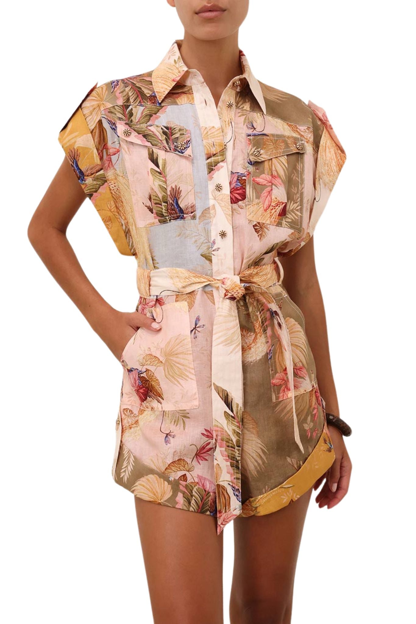 Zimmermann Ascension Cuffed Playsuit - Vermillion