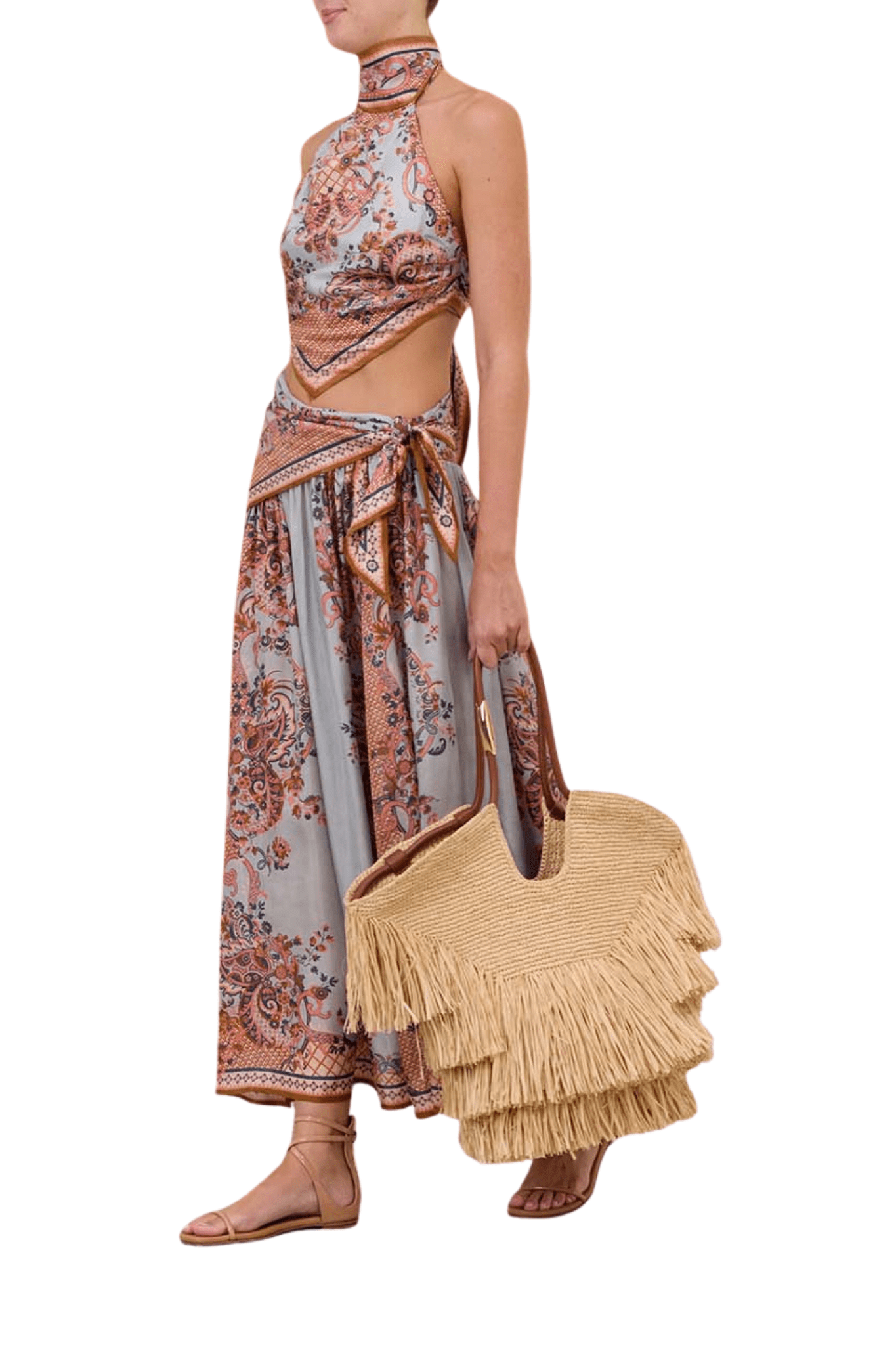 Zimmermann Aster Scarf Midi Skirt - Vermillion