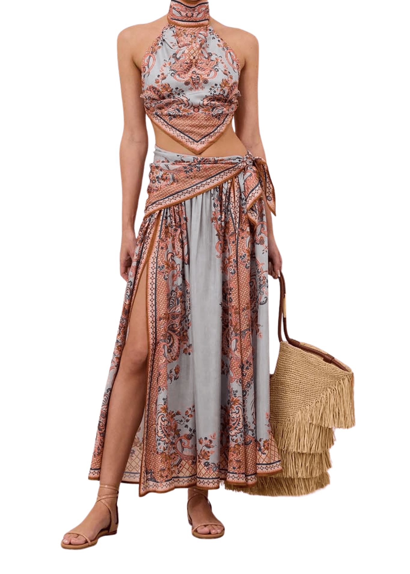 Zimmermann Aster Scarf Midi Skirt - Vermillion