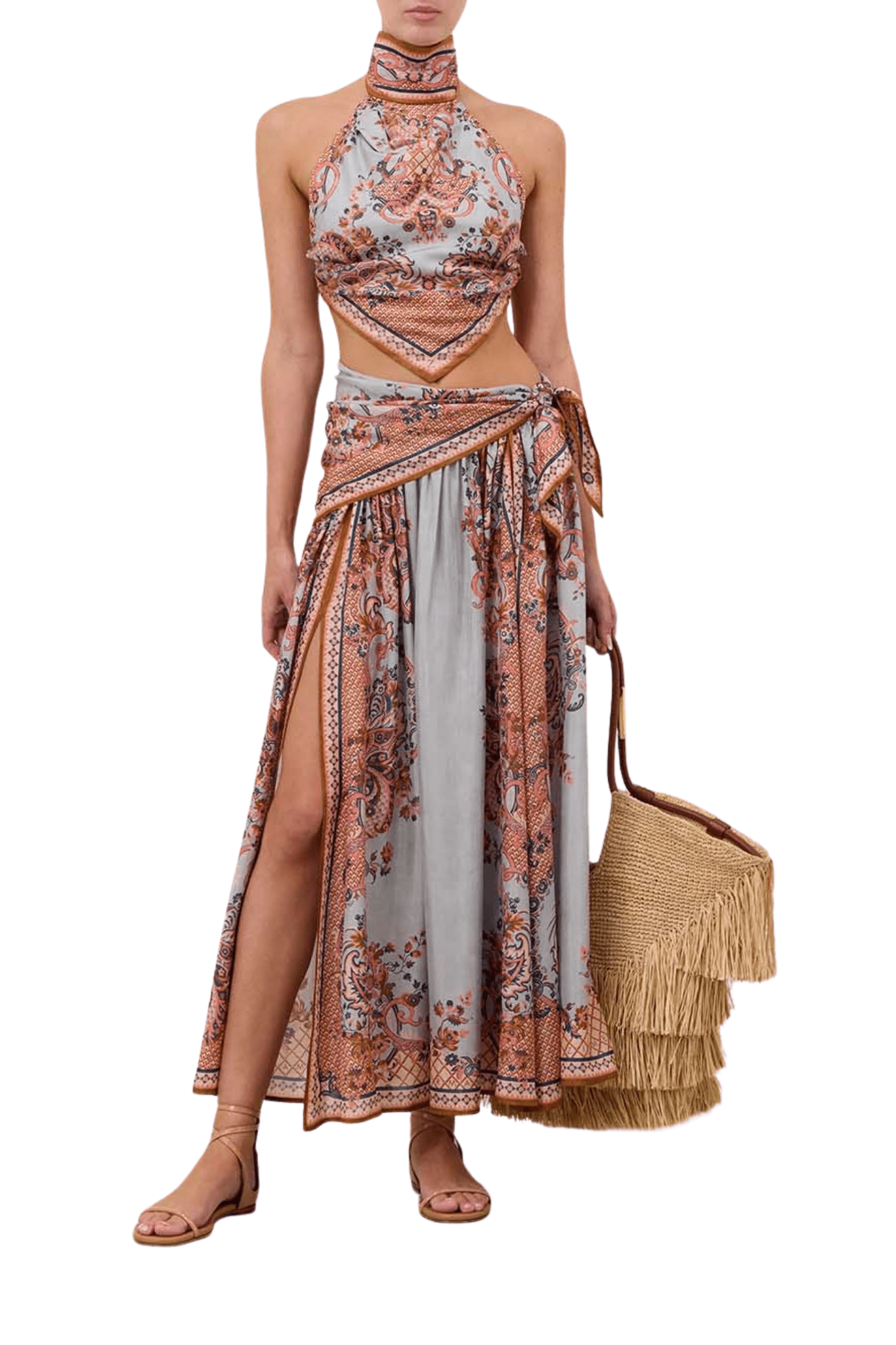 Zimmermann Aster Scarf Midi Skirt - Vermillion