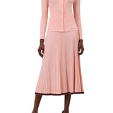 Zimmermann Contrast Rib Midi Skirt - Vermillion