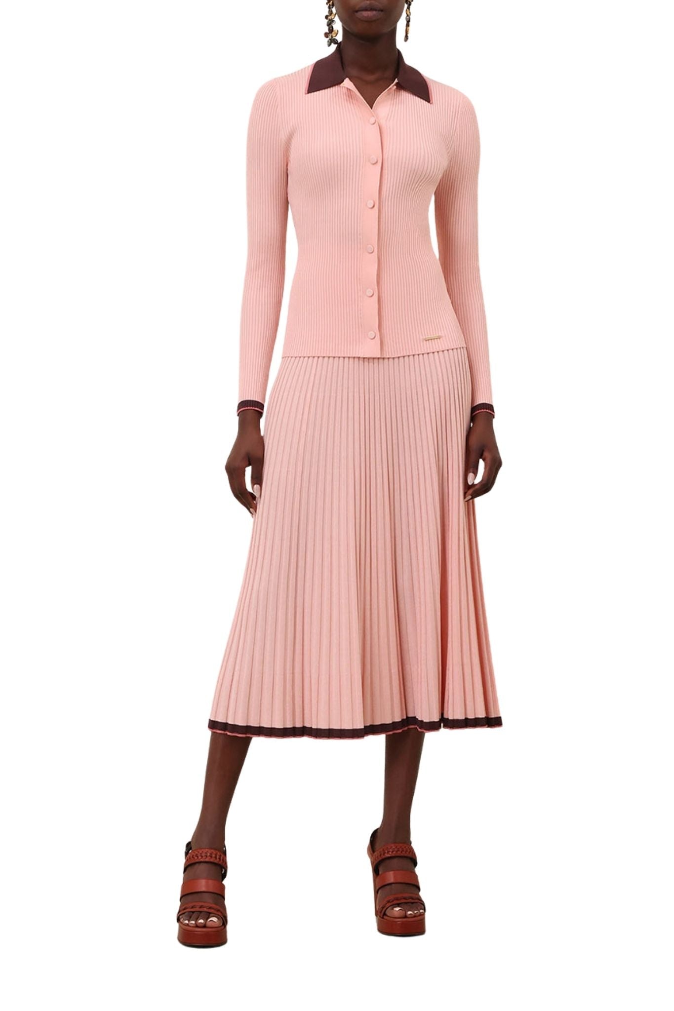 Zimmermann Contrast Rib Midi Skirt - Vermillion