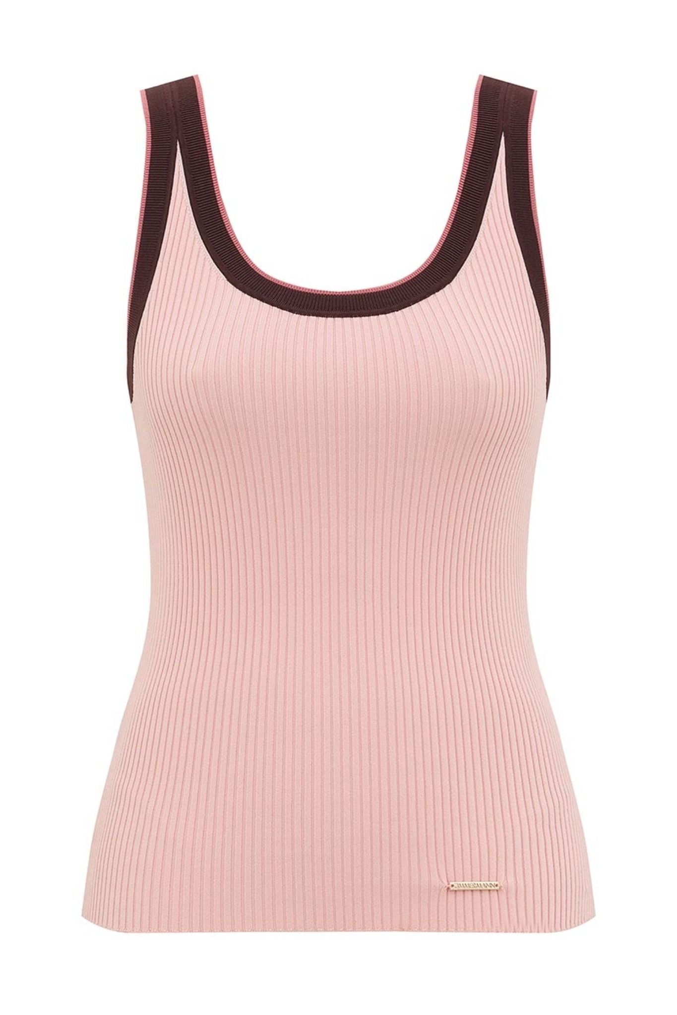 Zimmermann Contrast Rib Scoop Tank - Vermillion