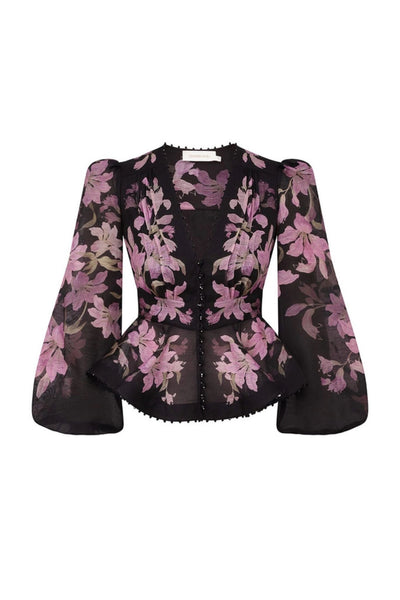 soorploom blouse テルマ　ハニー Zimmermann Dawning V-Neck Beaded Blouse – Vermillion