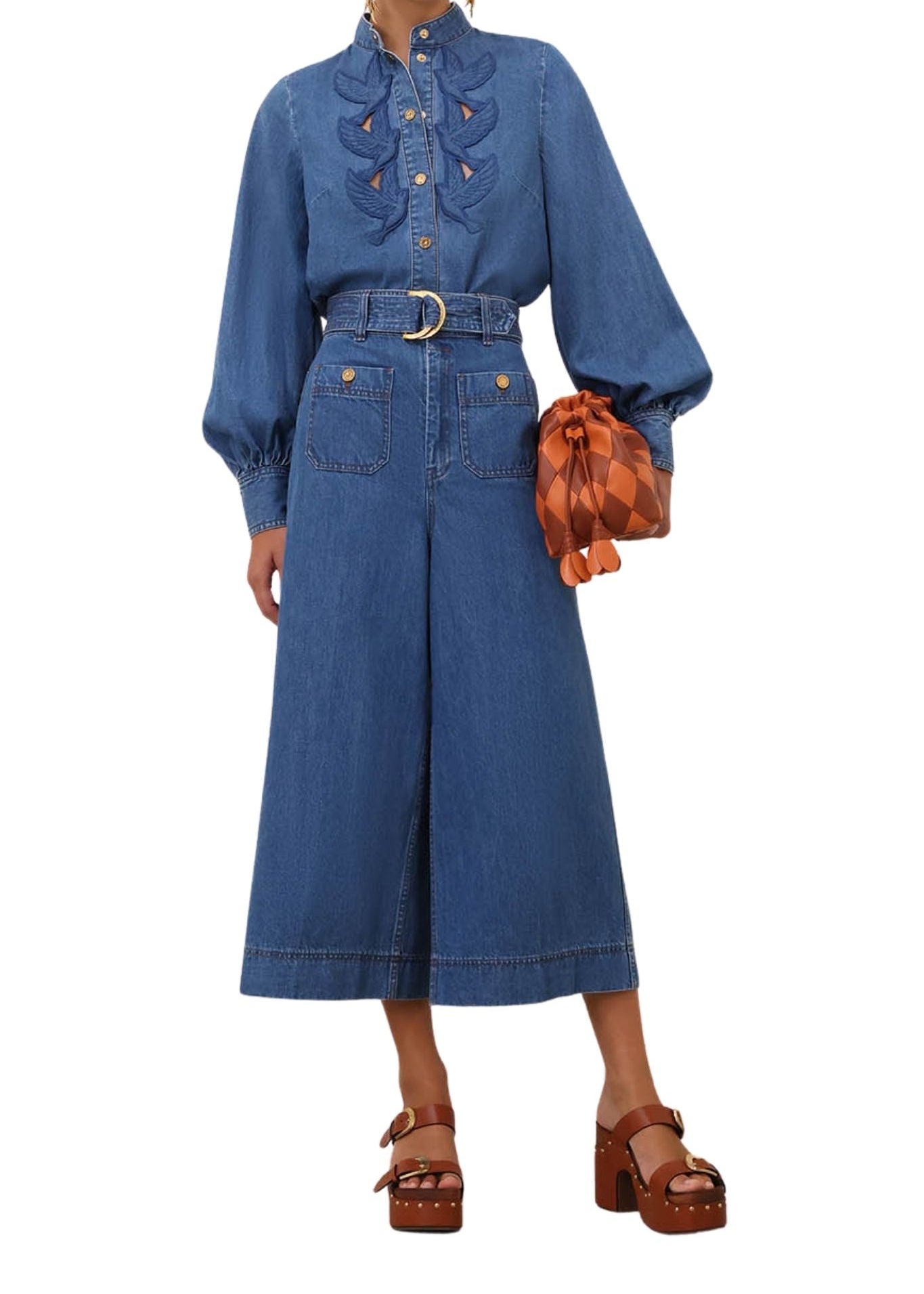 Zimmermann Denim Culotte - Vermillion