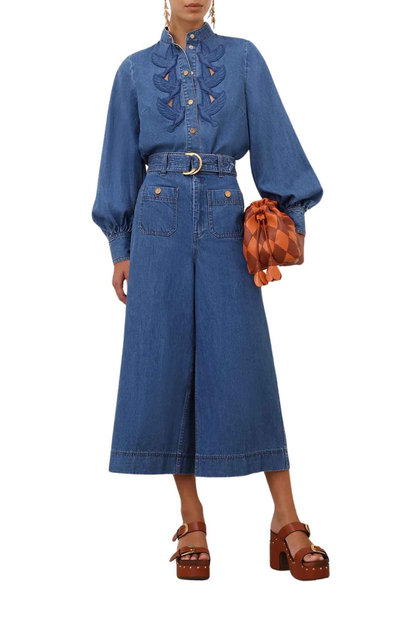 Zimmermann Denim Culotte - Vermillion