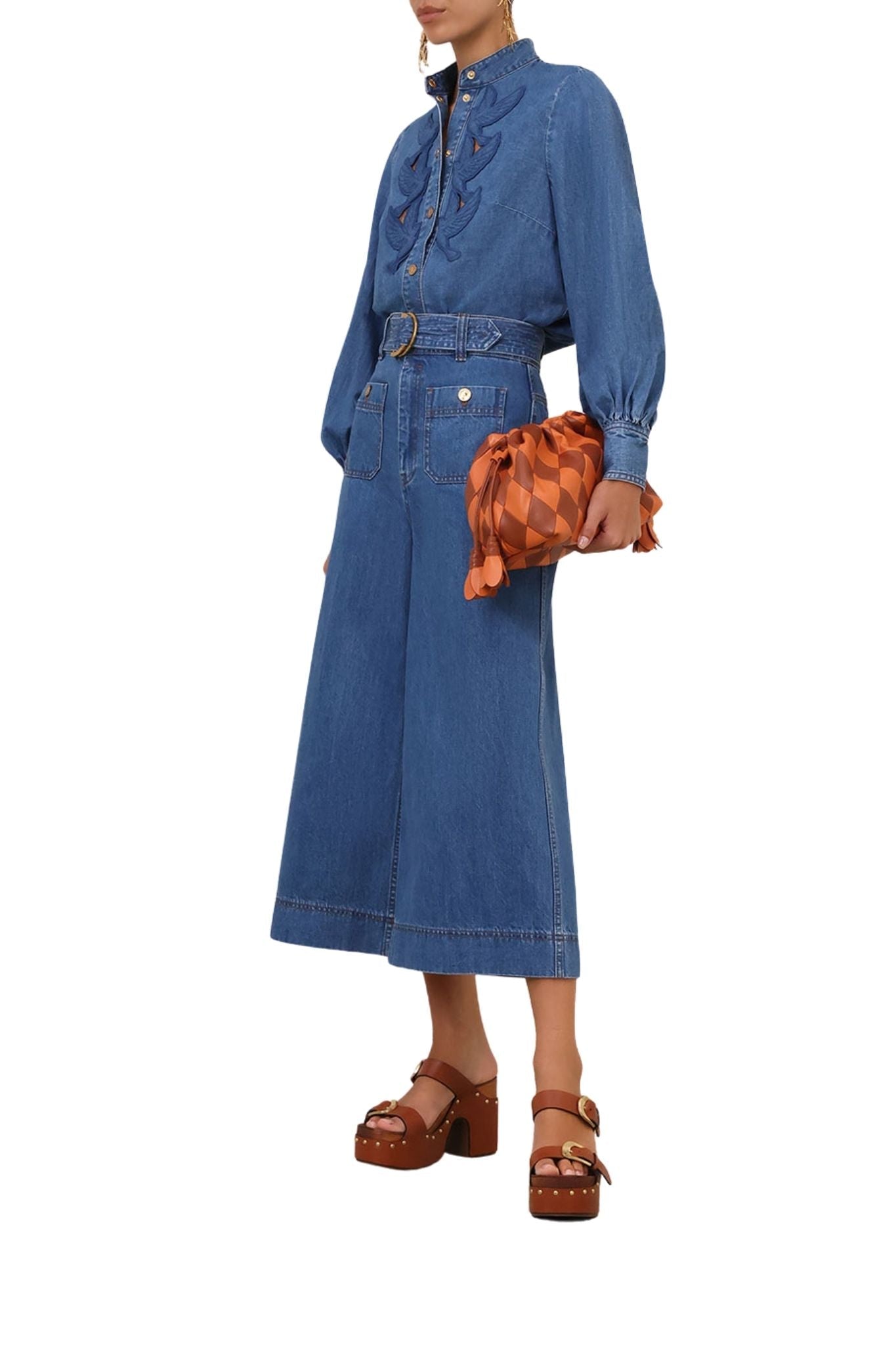 Zimmermann Denim Culotte - Vermillion