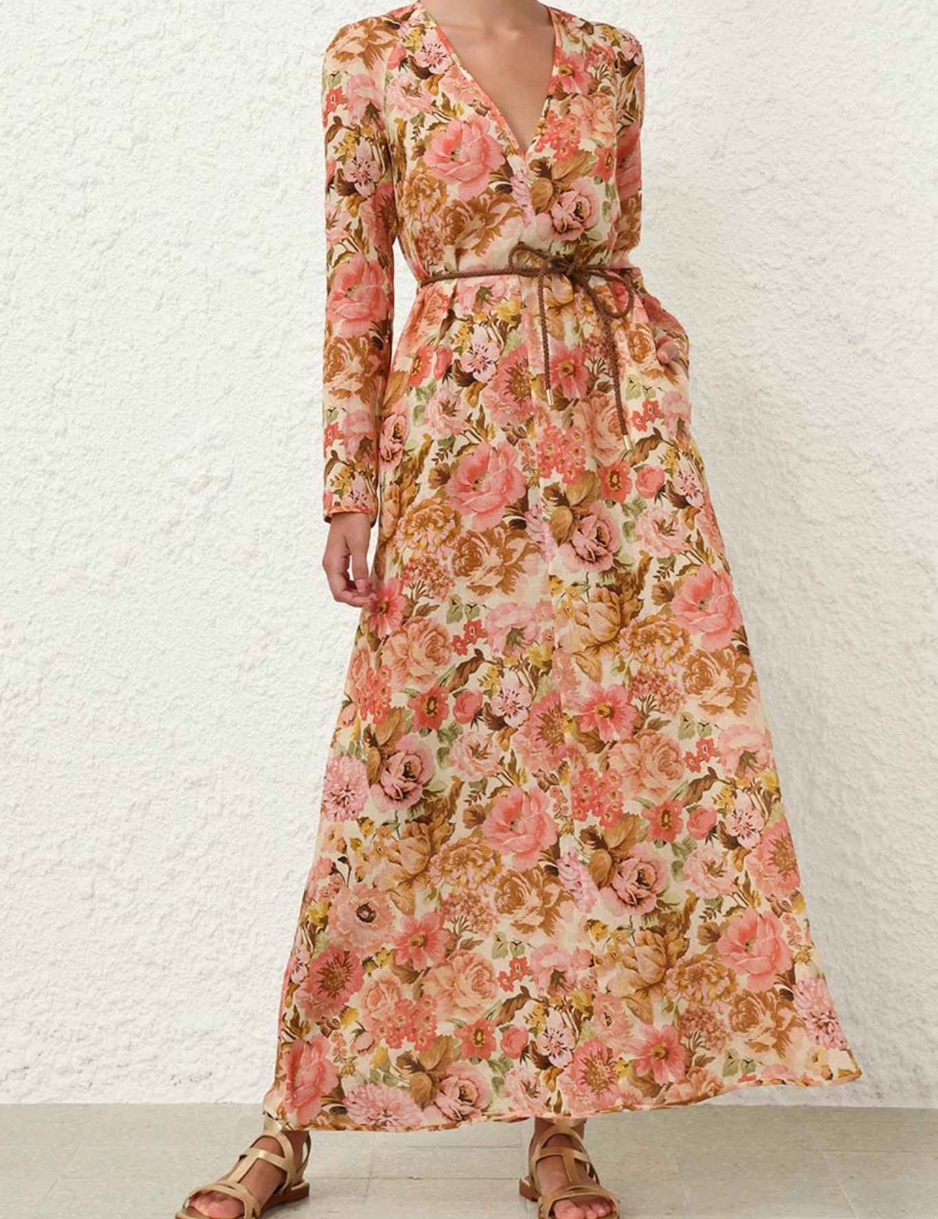 Zimmermann Golden Plunge Maxi Dress - Vermillion