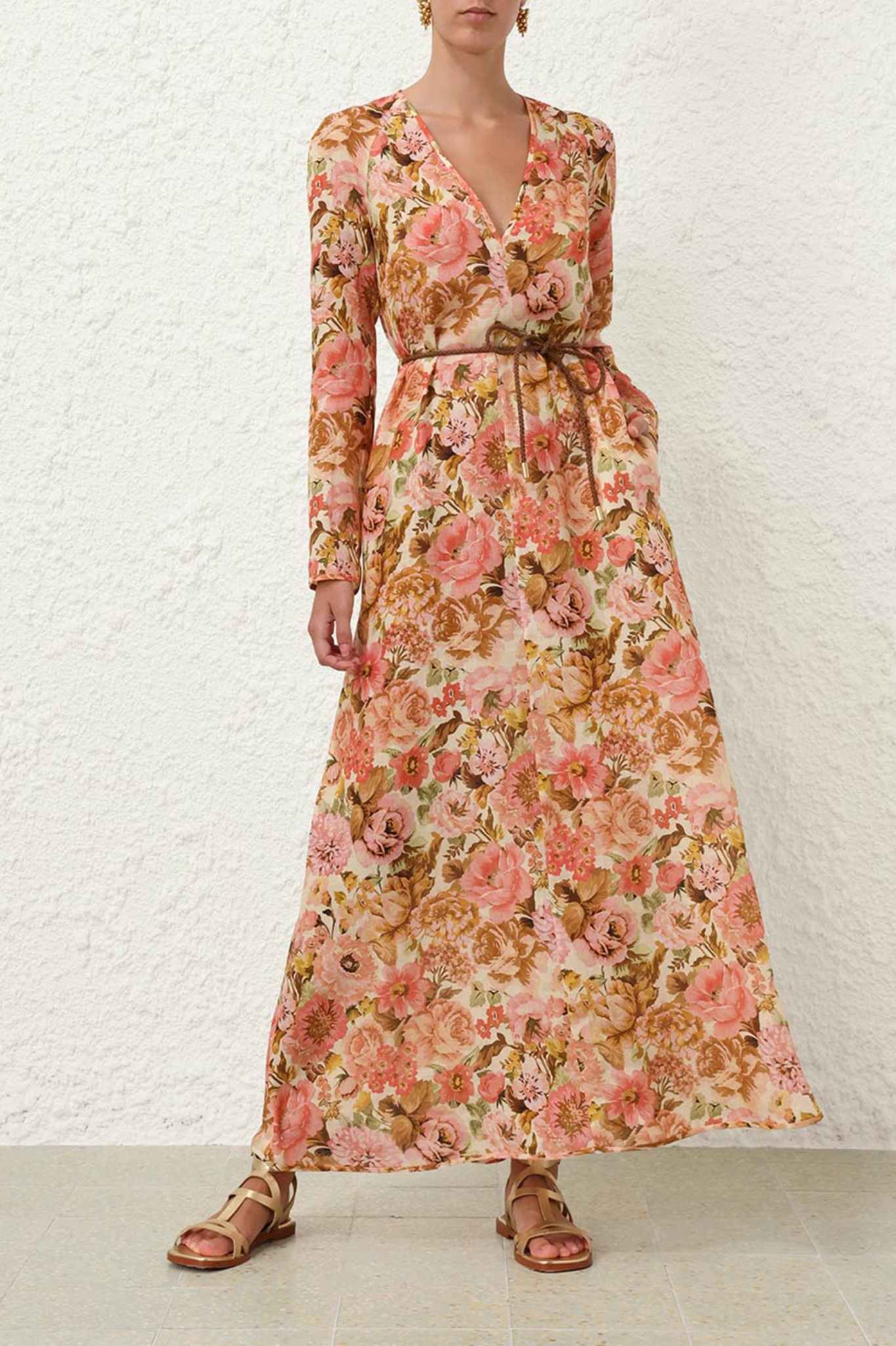 Zimmermann Golden Plunge Maxi Dress - Vermillion