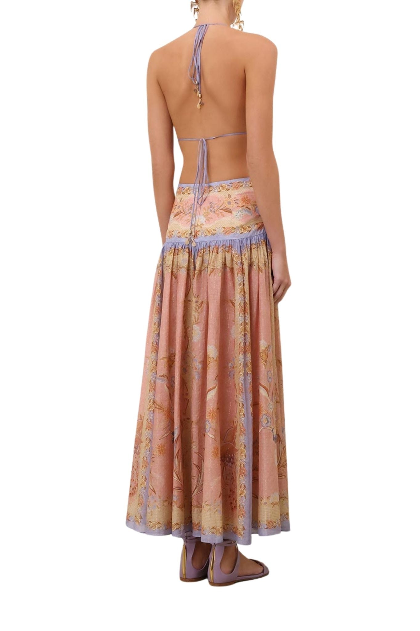 Zimmermann Indra Plunge Halter Maxi Dress - Vermillion