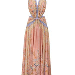 Zimmermann Indra Plunge Halter Maxi Dress - Vermillion