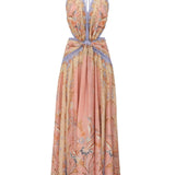 Zimmermann Indra Plunge Halter Maxi Dress - Vermillion