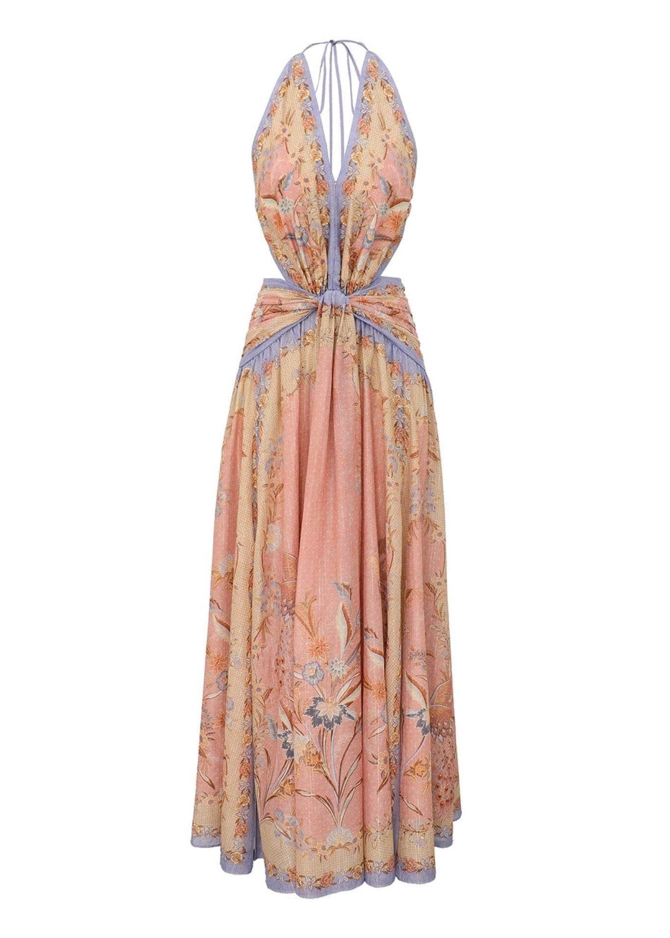 Zimmermann Indra Plunge Halter Maxi Dress - Vermillion
