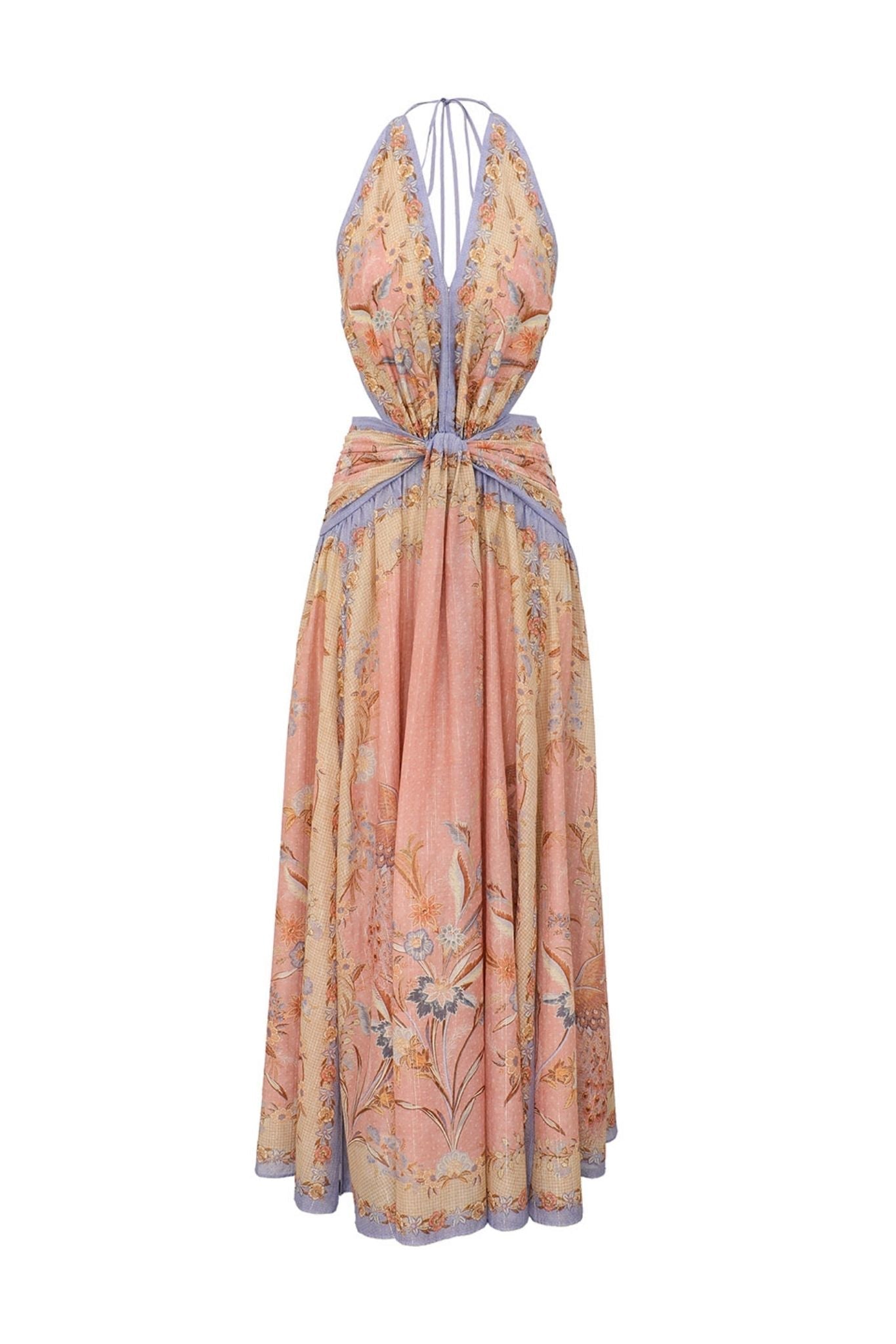 Zimmermann Indra Plunge Halter Maxi Dress - Vermillion