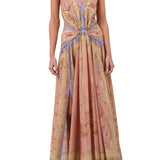 Zimmermann Indra Plunge Halter Maxi Dress - Vermillion