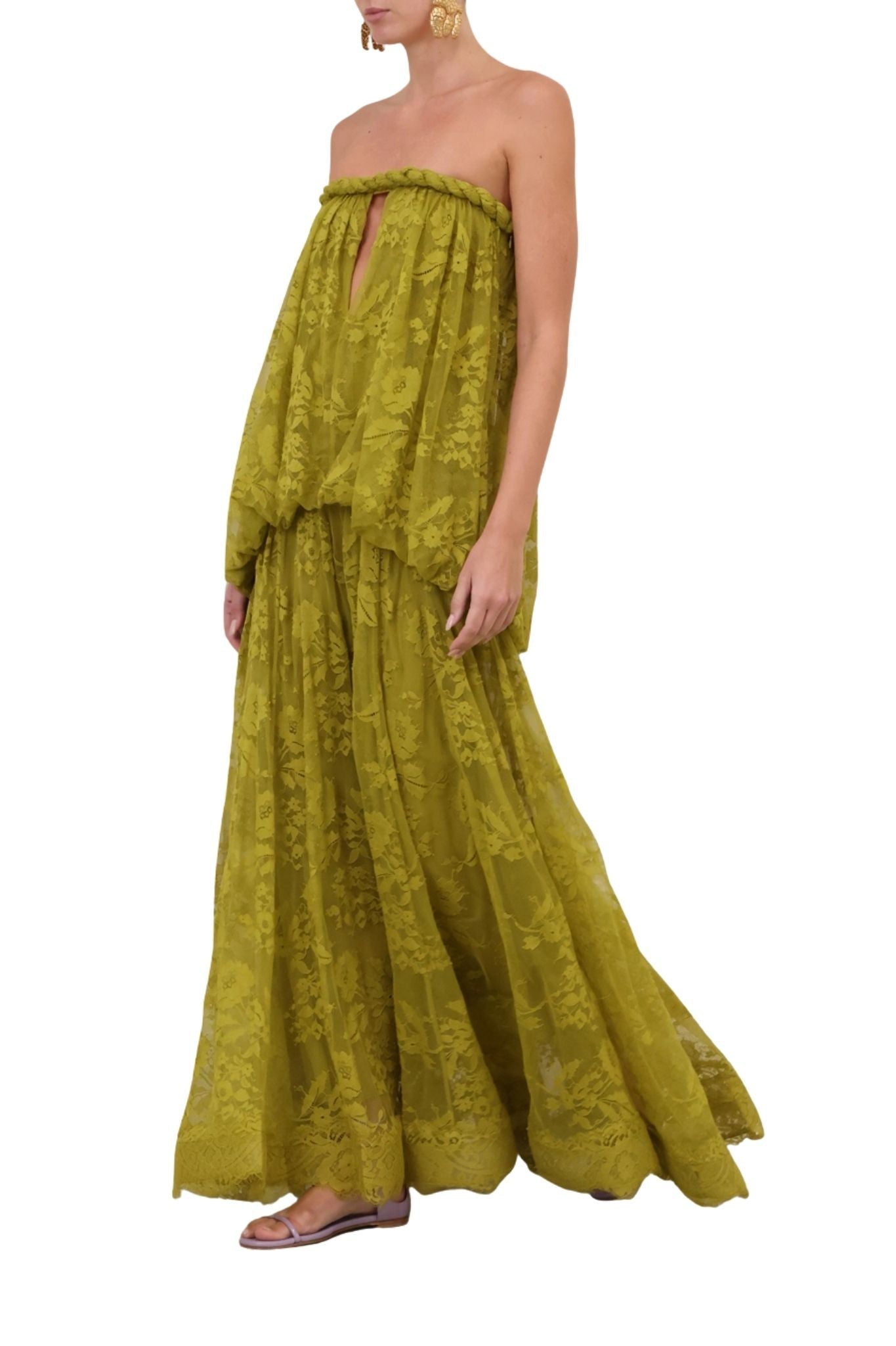 Zimmermann Luna Lace Bandeau Gown - Vermillion