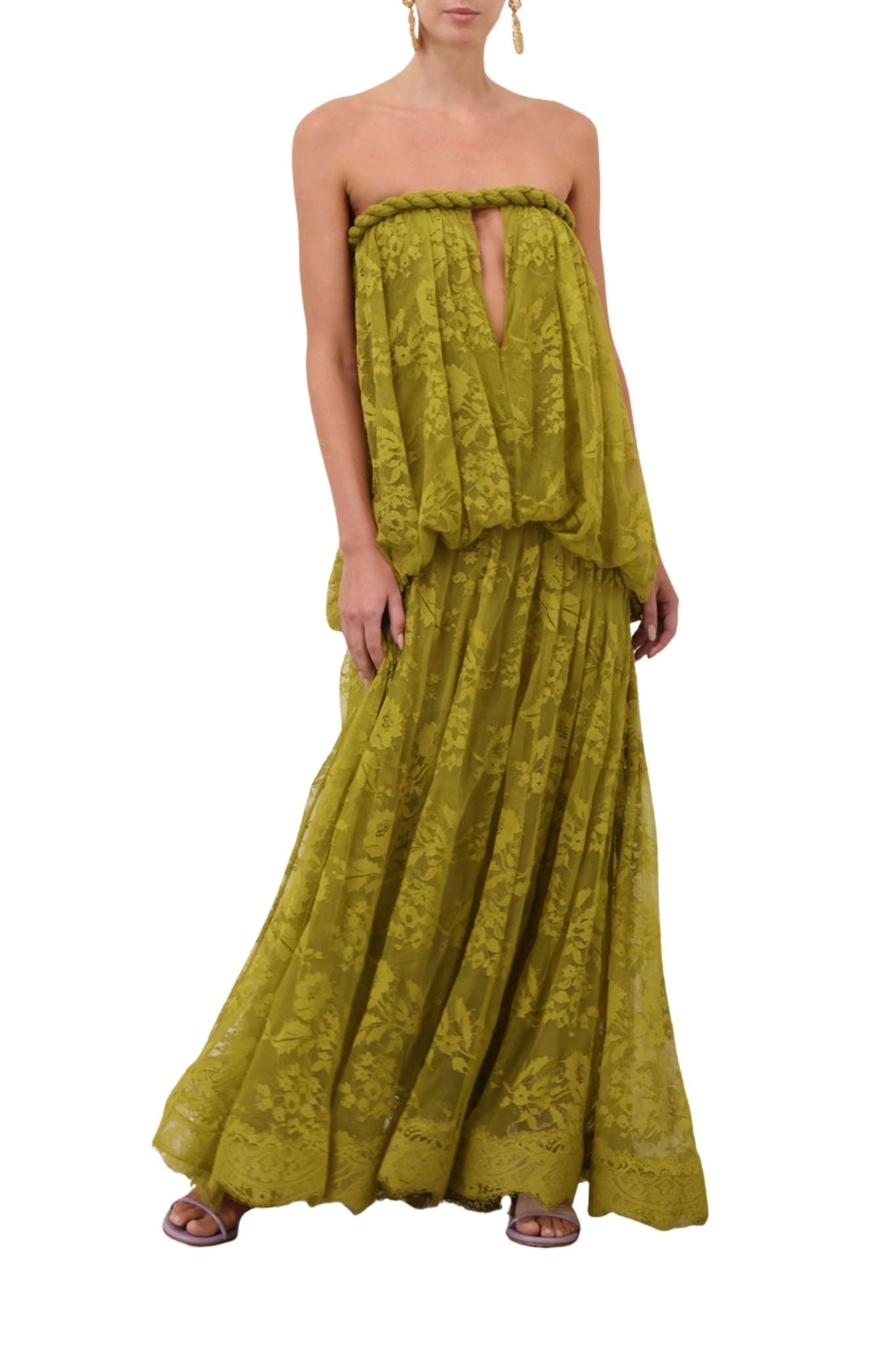 Zimmermann Luna Lace Bandeau Gown - Vermillion