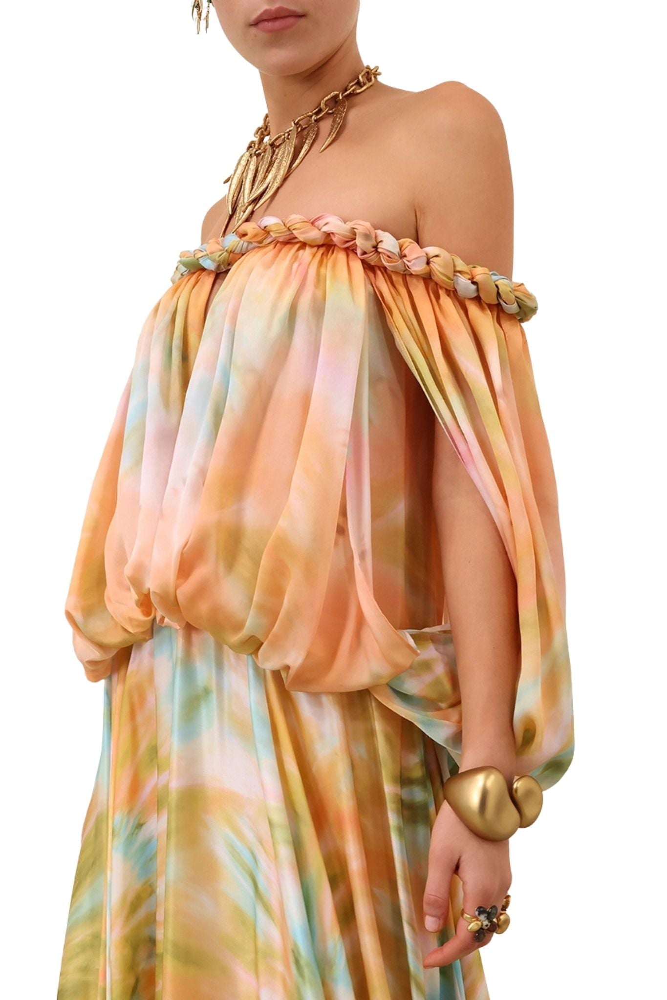 Zimmermann Luna Twist Billow Gown - Vermillion
