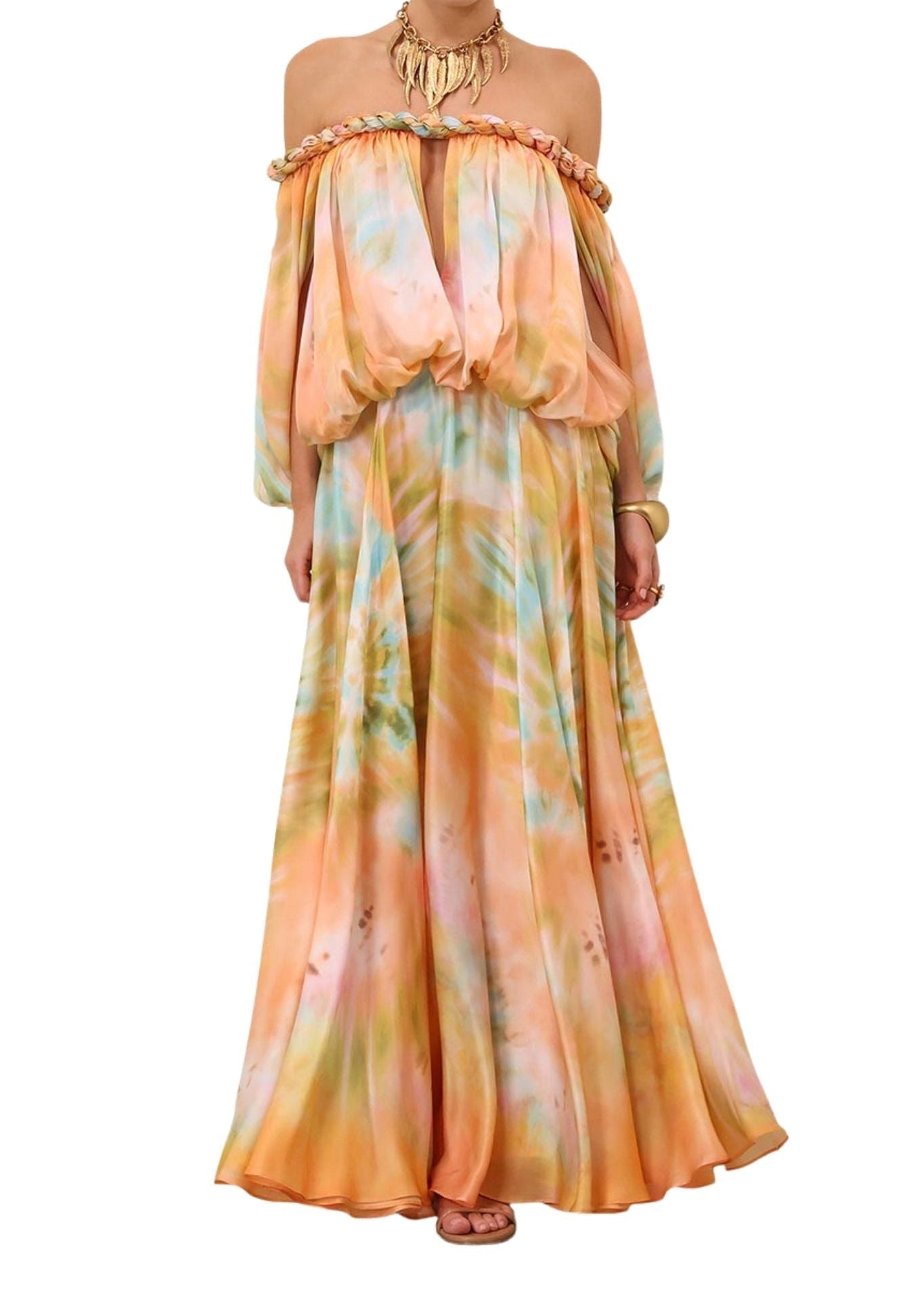 Zimmermann Luna Twist Billow Gown - Vermillion