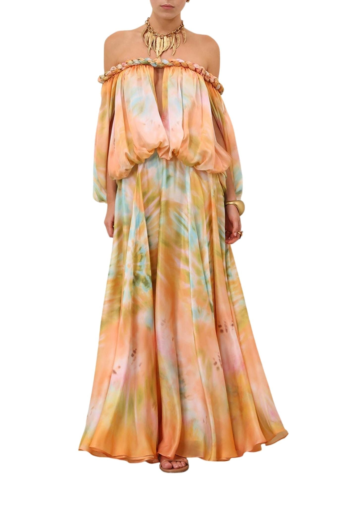 Zimmermann Luna Twist Billow Gown - Vermillion