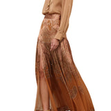 Zimmermann Memento Burnout Maxi Skirt - Vermillion