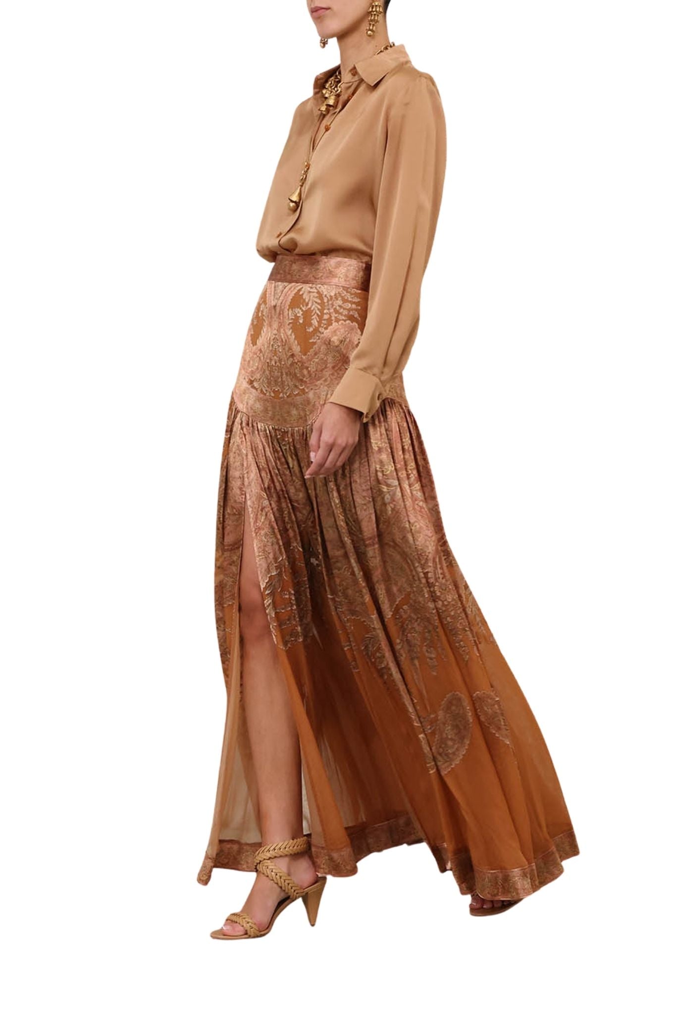 Zimmermann Memento Burnout Maxi Skirt - Vermillion