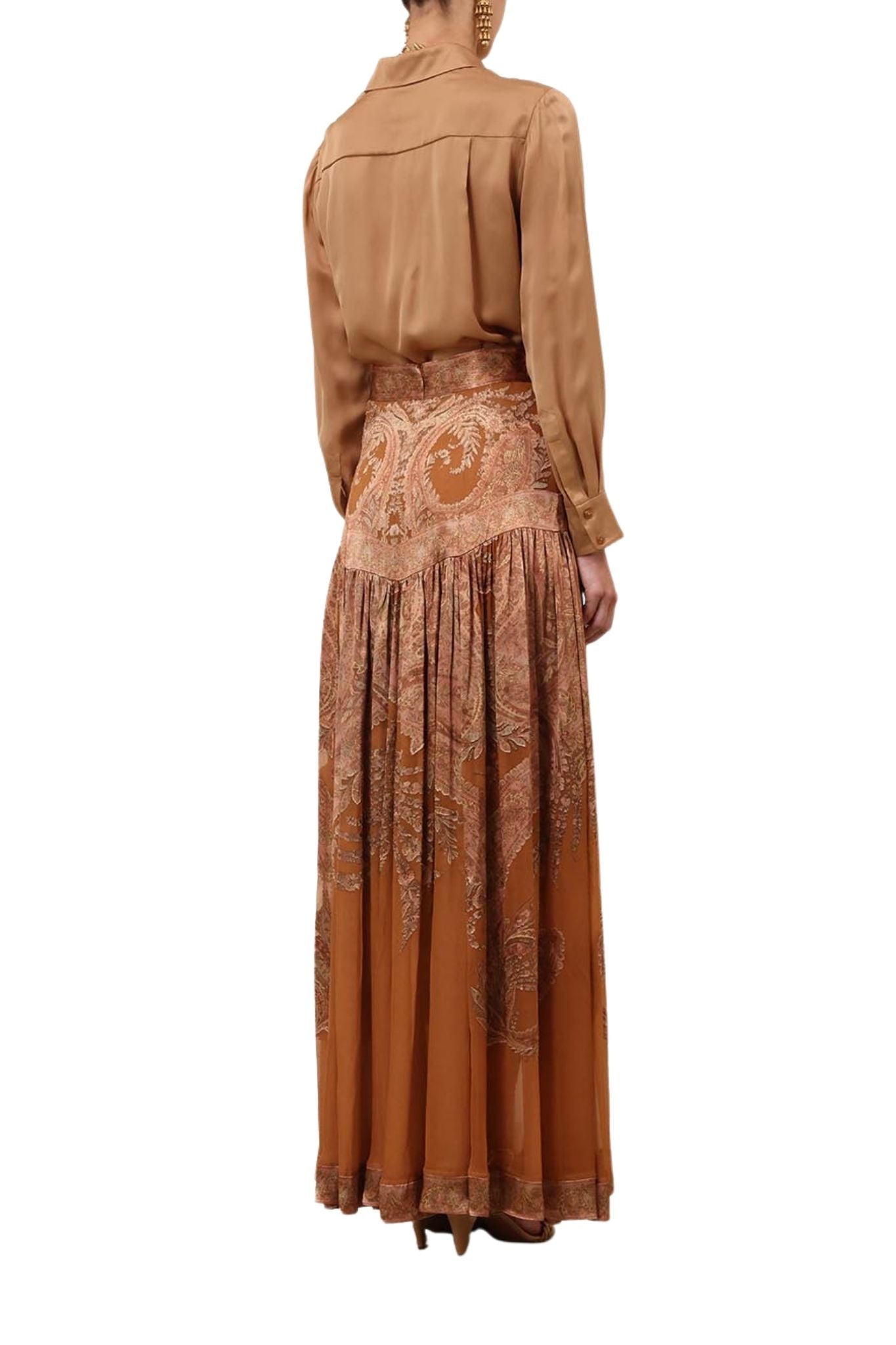 Zimmermann Memento Burnout Maxi Skirt - Vermillion