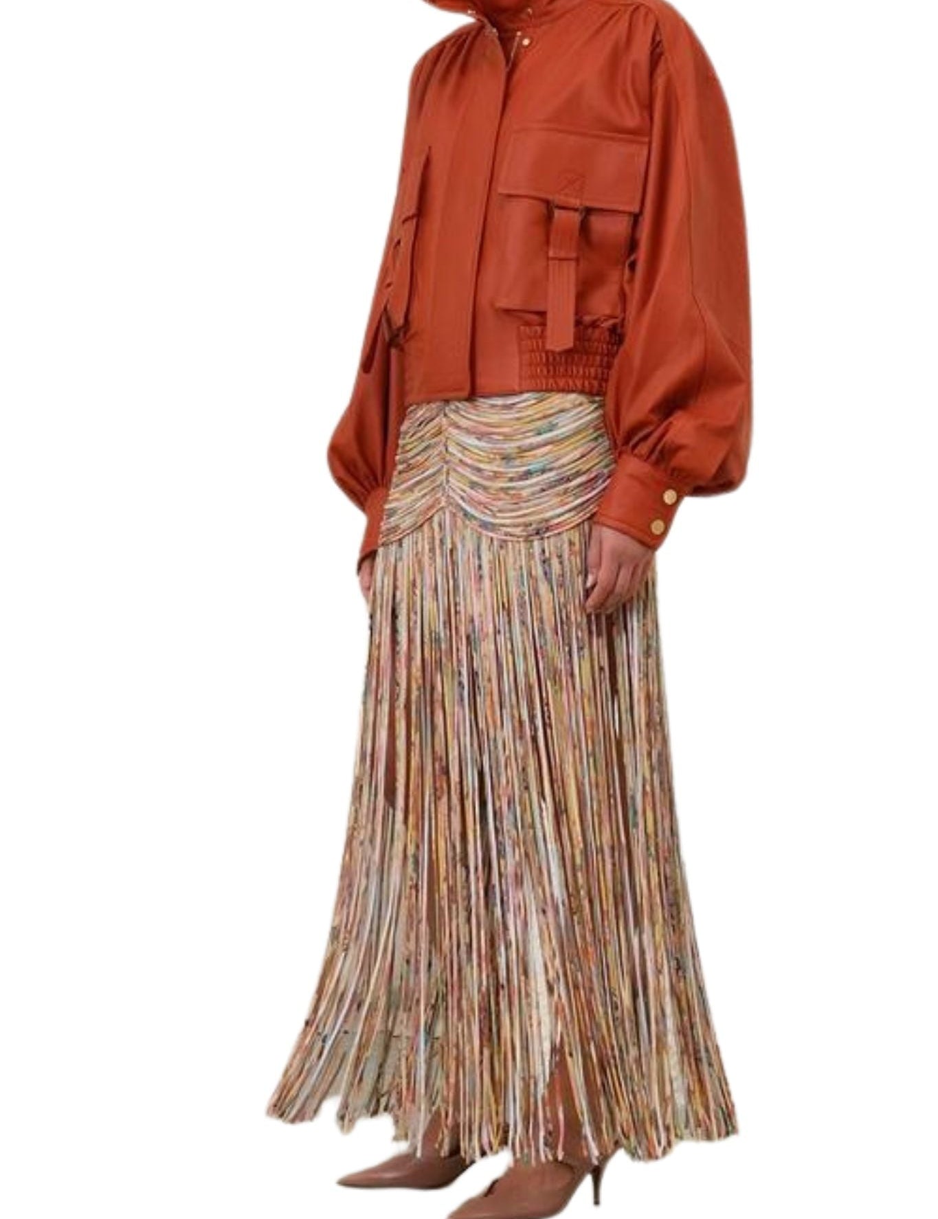 Zimmermann Pavillion Rouleau Maxi Skirt - Vermillion