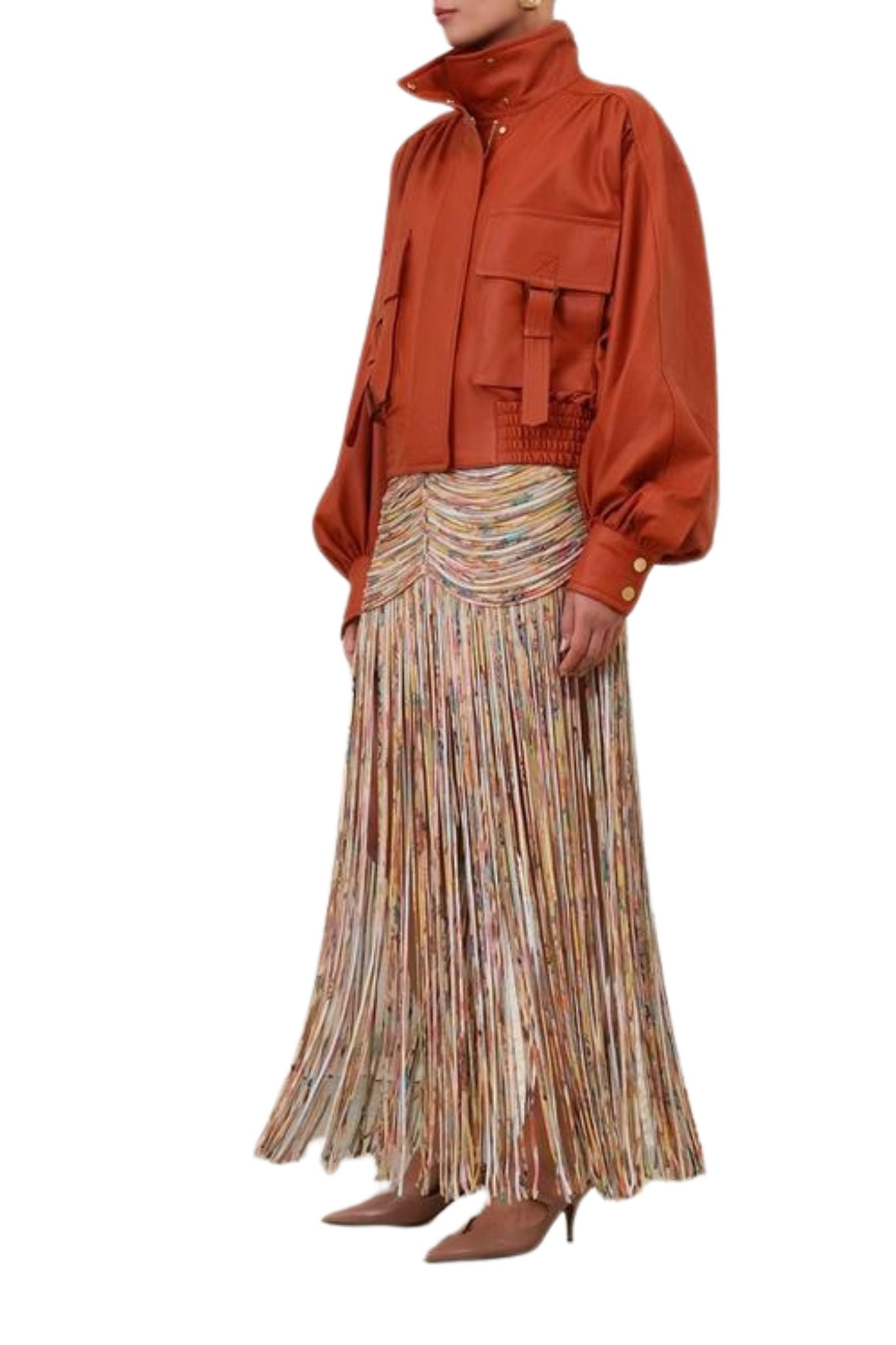 Zimmermann Pavillion Rouleau Maxi Skirt - Vermillion