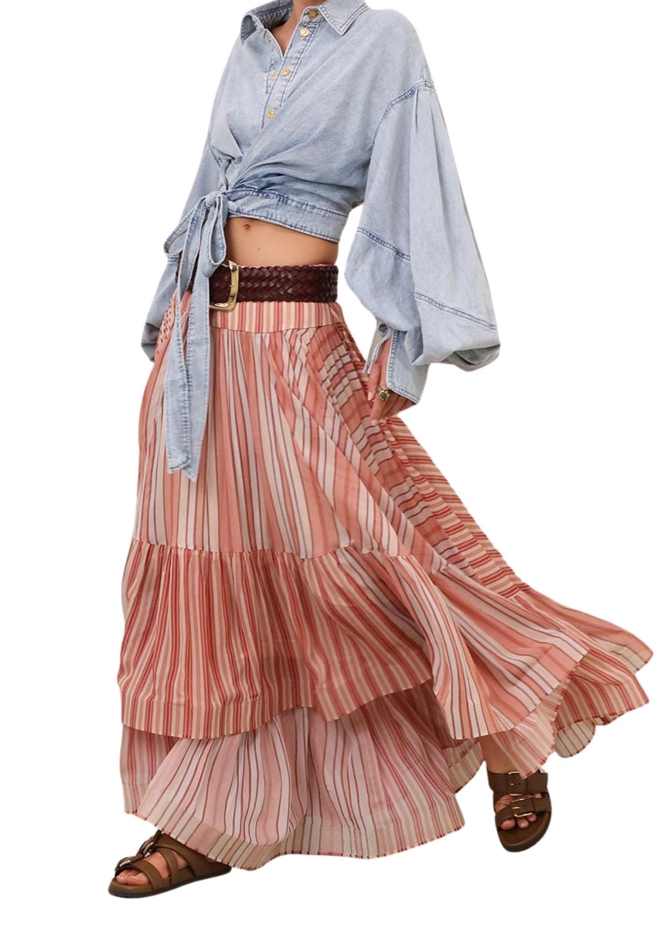 Zimmermann Rebellion Denim Wrap Top - Vermillion