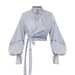 Zimmermann Rebellion Denim Wrap Top - Vermillion