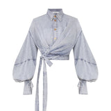 Zimmermann Rebellion Denim Wrap Top - Vermillion