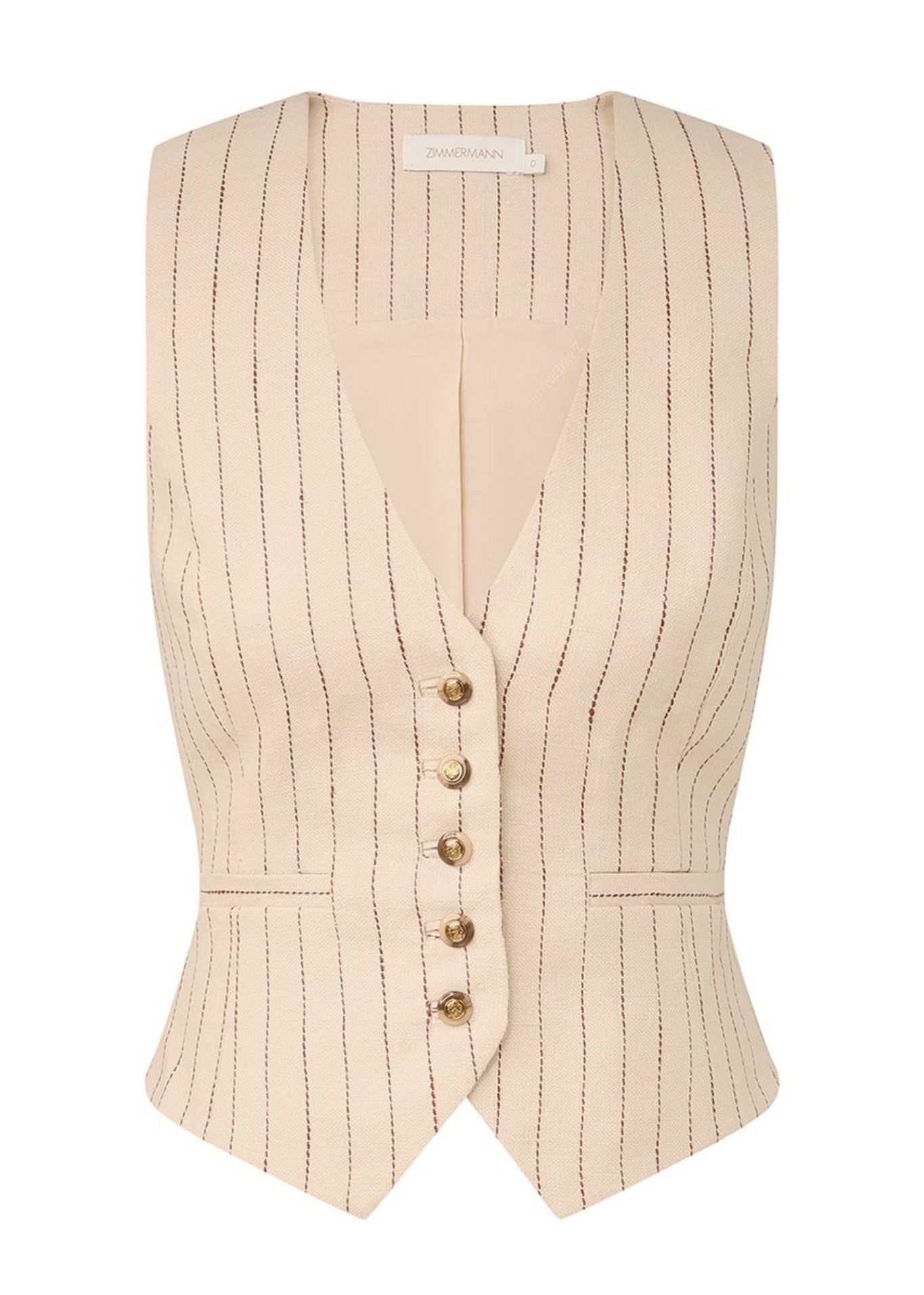 Zimmermann Rebellion Pinstripe Waistcoat - Vermillion