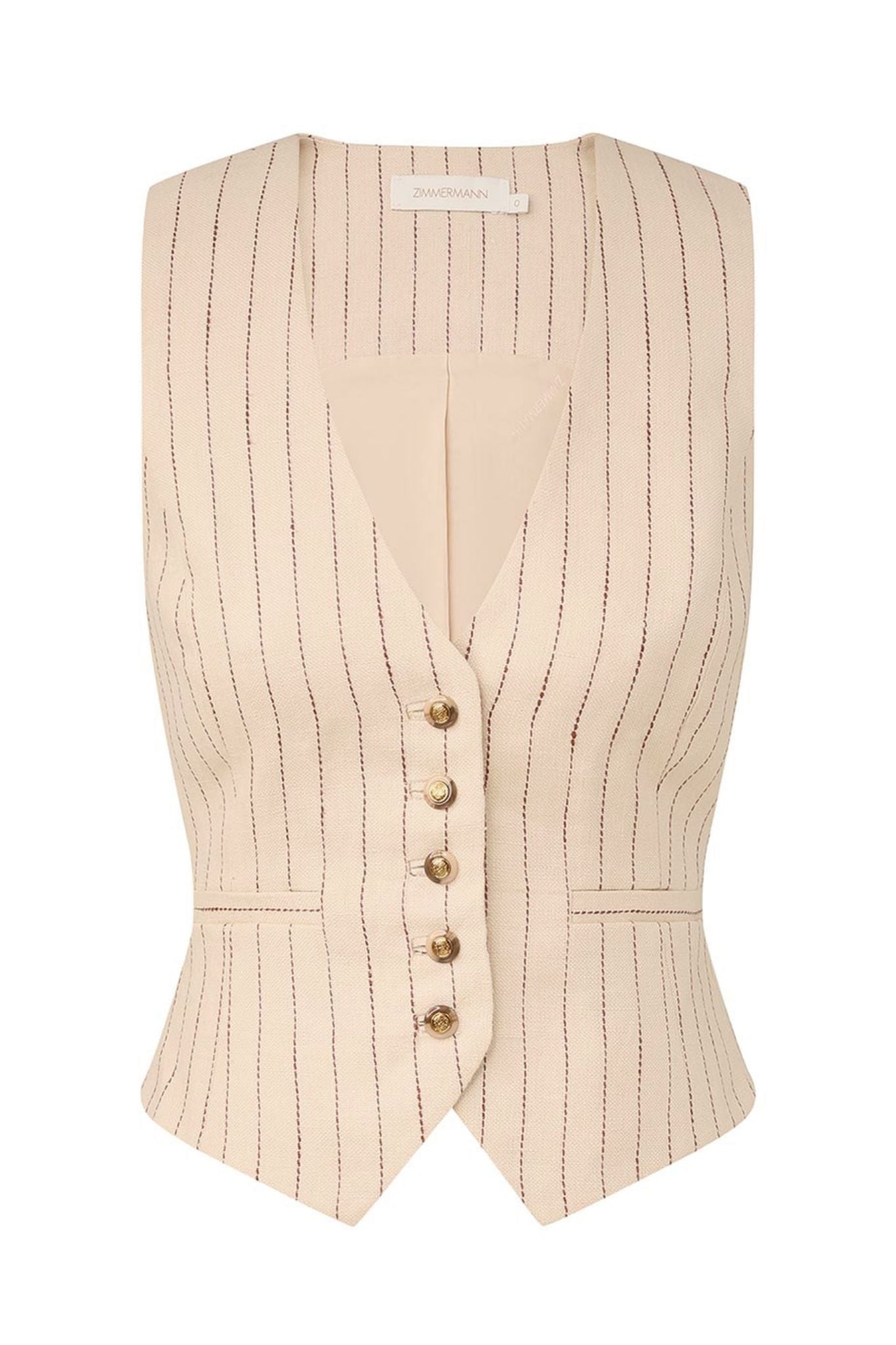 Zimmermann Rebellion Pinstripe Waistcoat - Vermillion