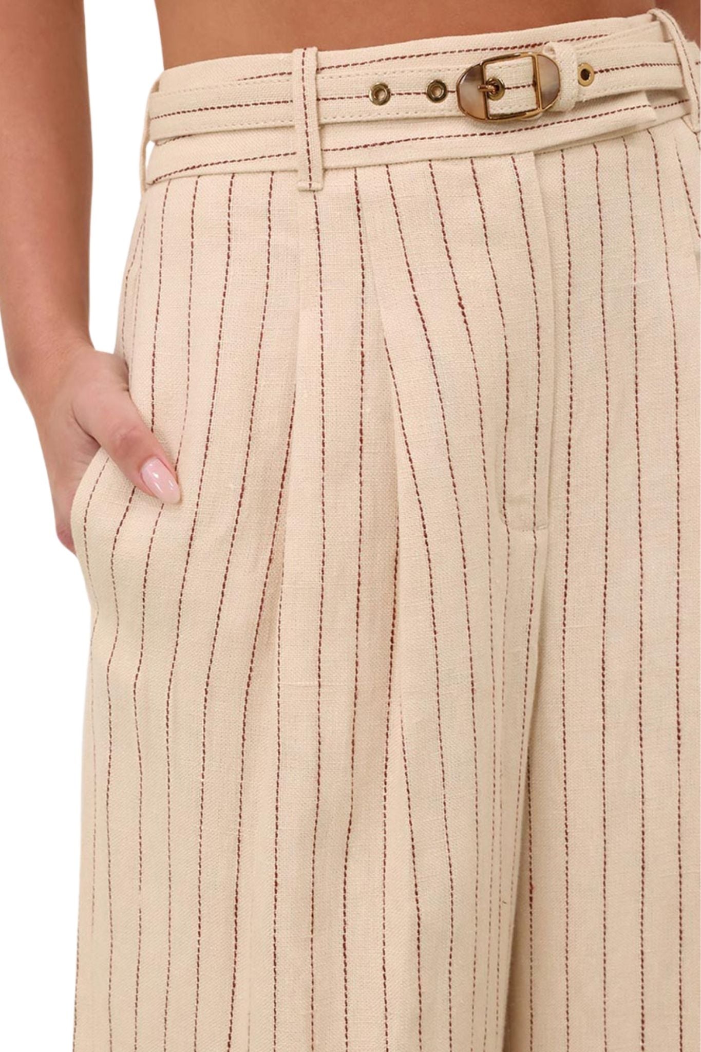 Zimmermann Rebellion Pinstripe Wide Pant - Vermillion