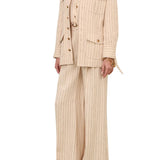 Zimmermann Rebellion Pinstripe Wide Pant - Vermillion