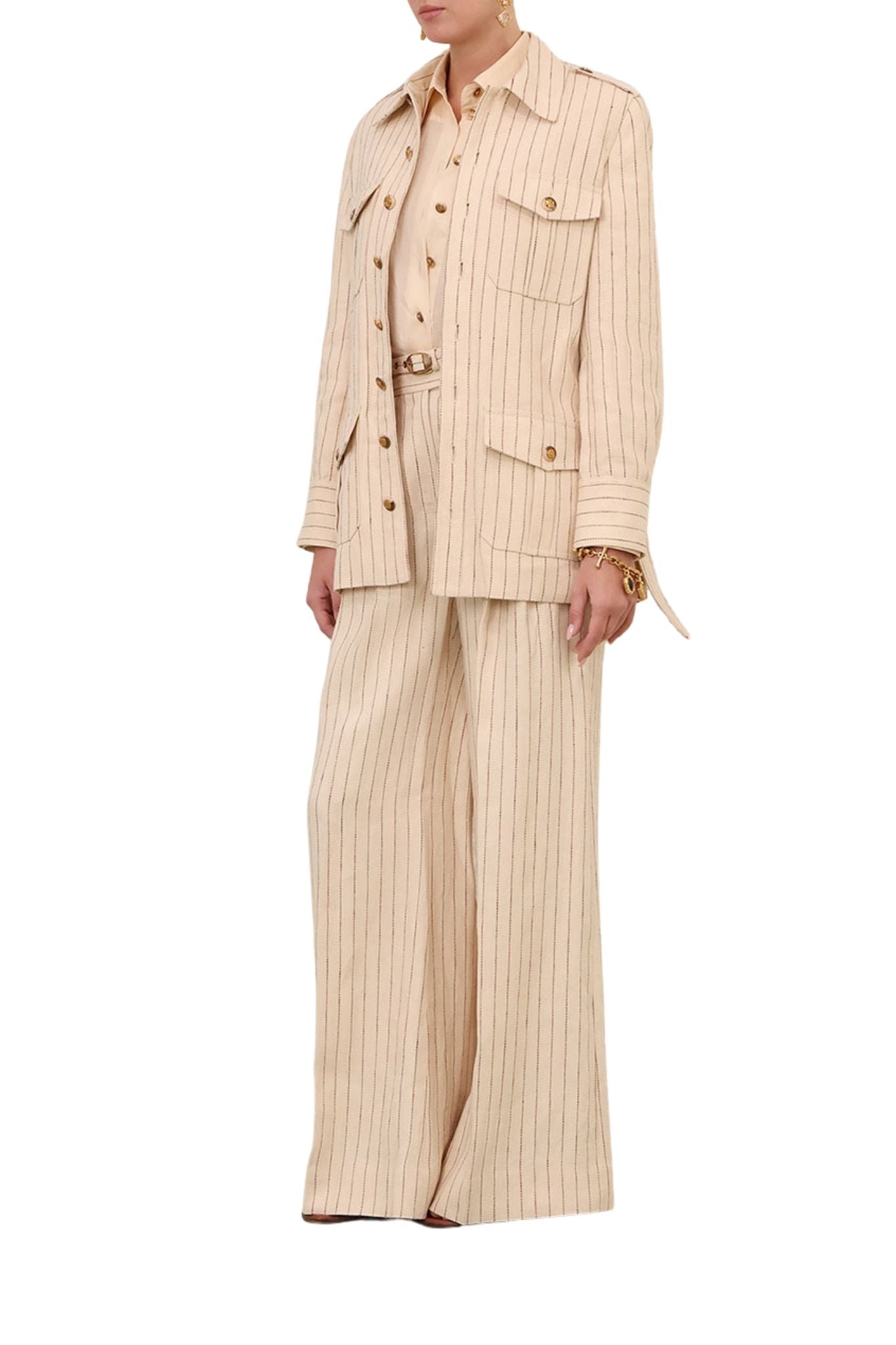 Zimmermann Rebellion Pinstripe Wide Pant - Vermillion