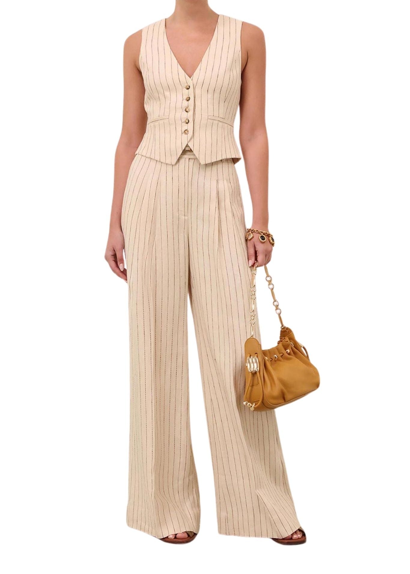 Zimmermann Rebellion Pinstripe Wide Pant - Vermillion