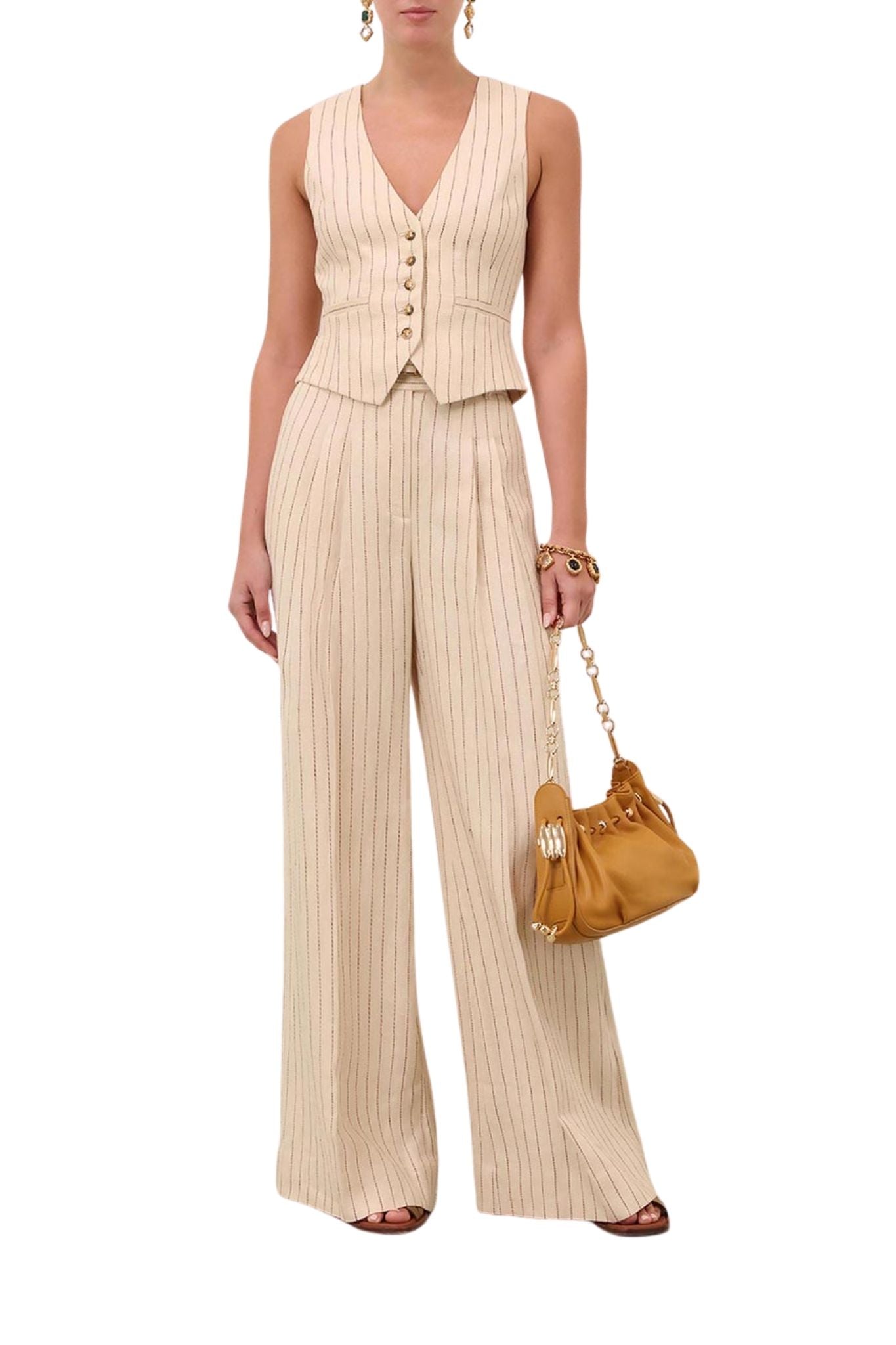 Zimmermann Rebellion Pinstripe Wide Pant - Vermillion