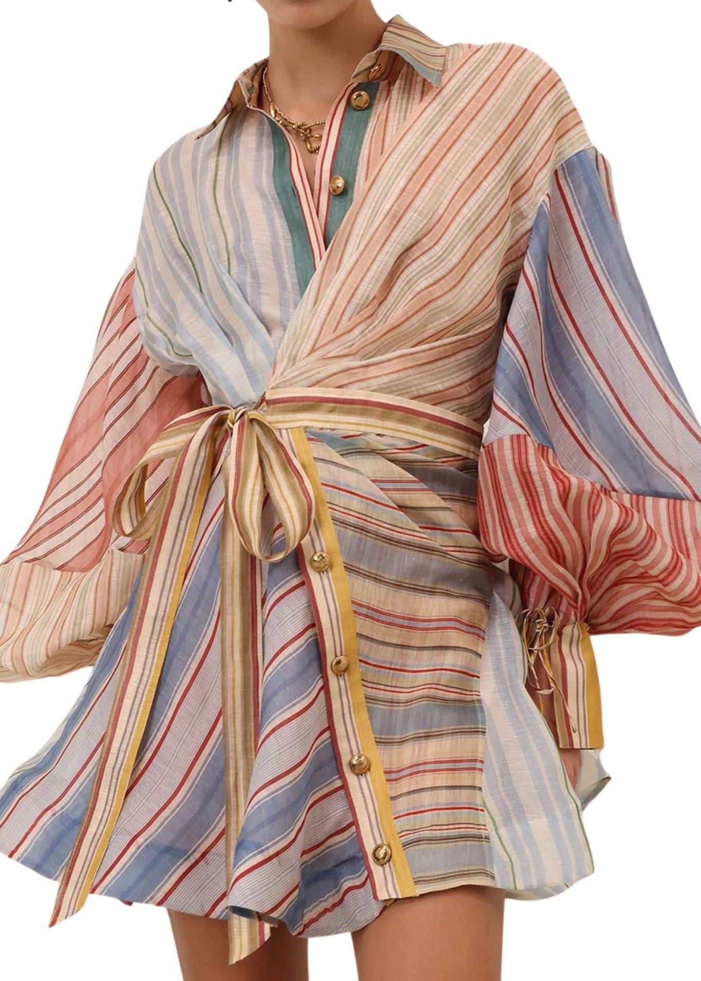 Zimmermann Rebellion Striped Mini Dress - Vermillion