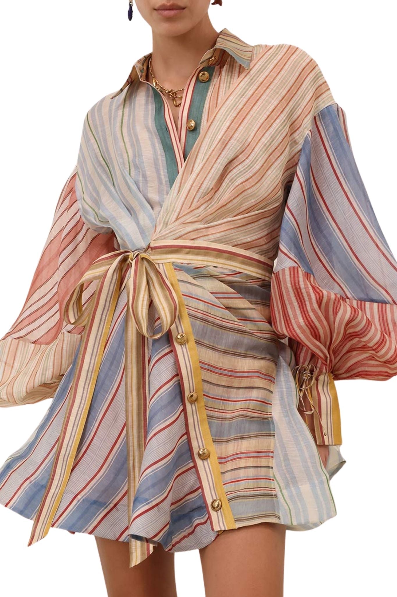 Zimmermann Rebellion Striped Mini Dress - Vermillion