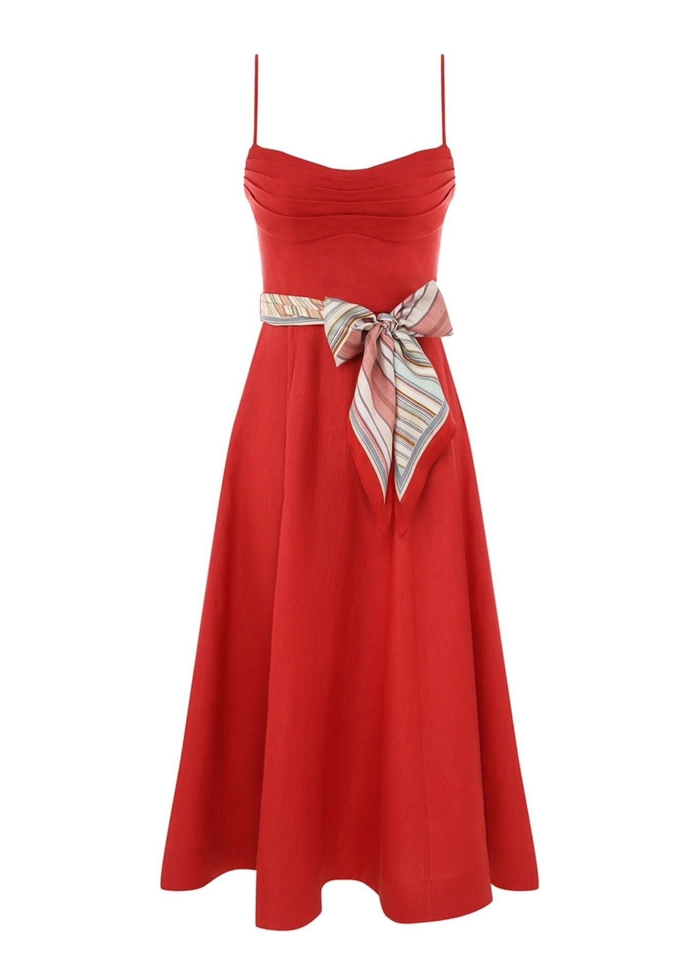 Zimmermann Rebellion Tuck Midi Dress - Vermillion